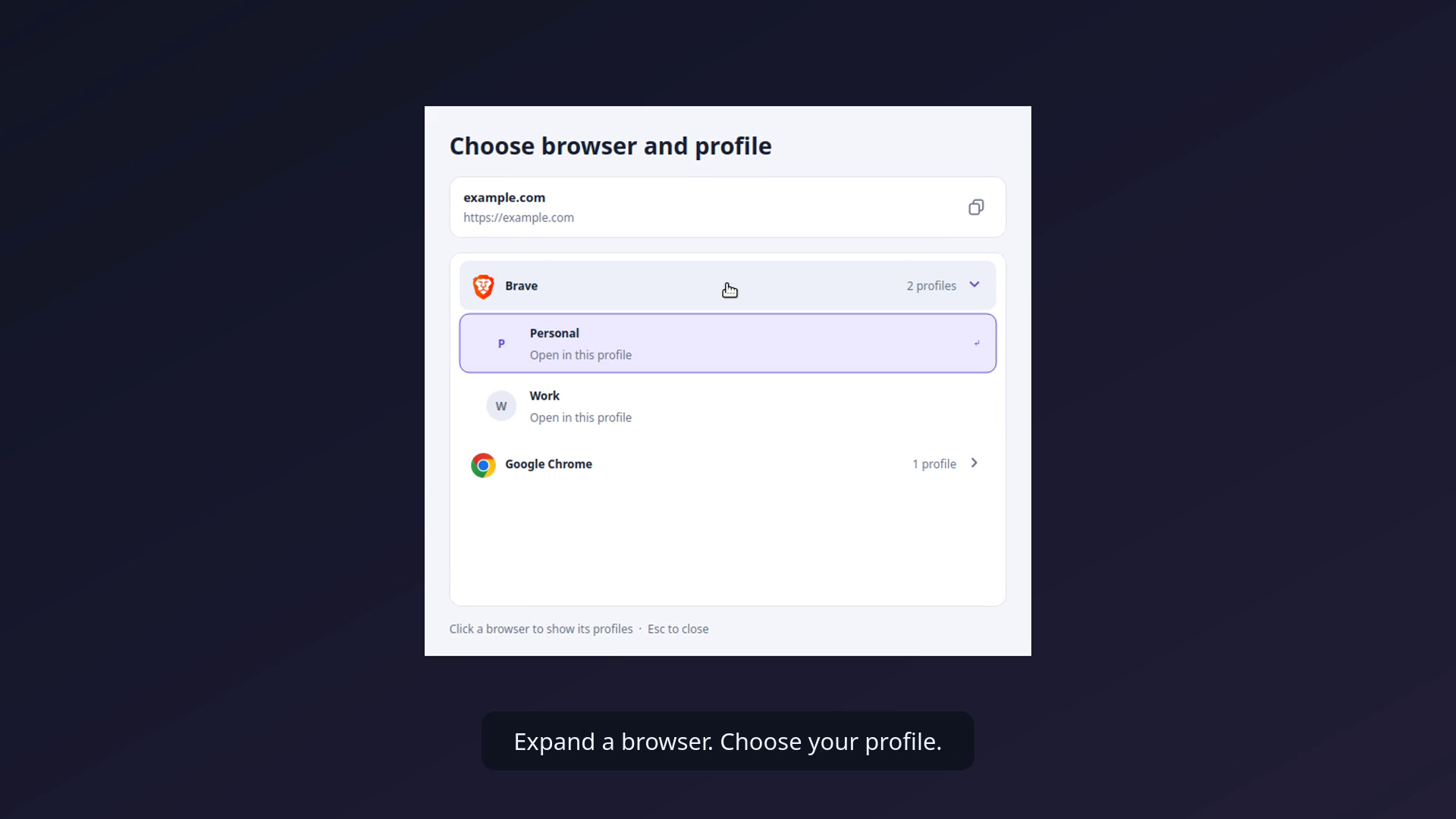 I built browser selector - a quick tool choose which browser and profile opens a link